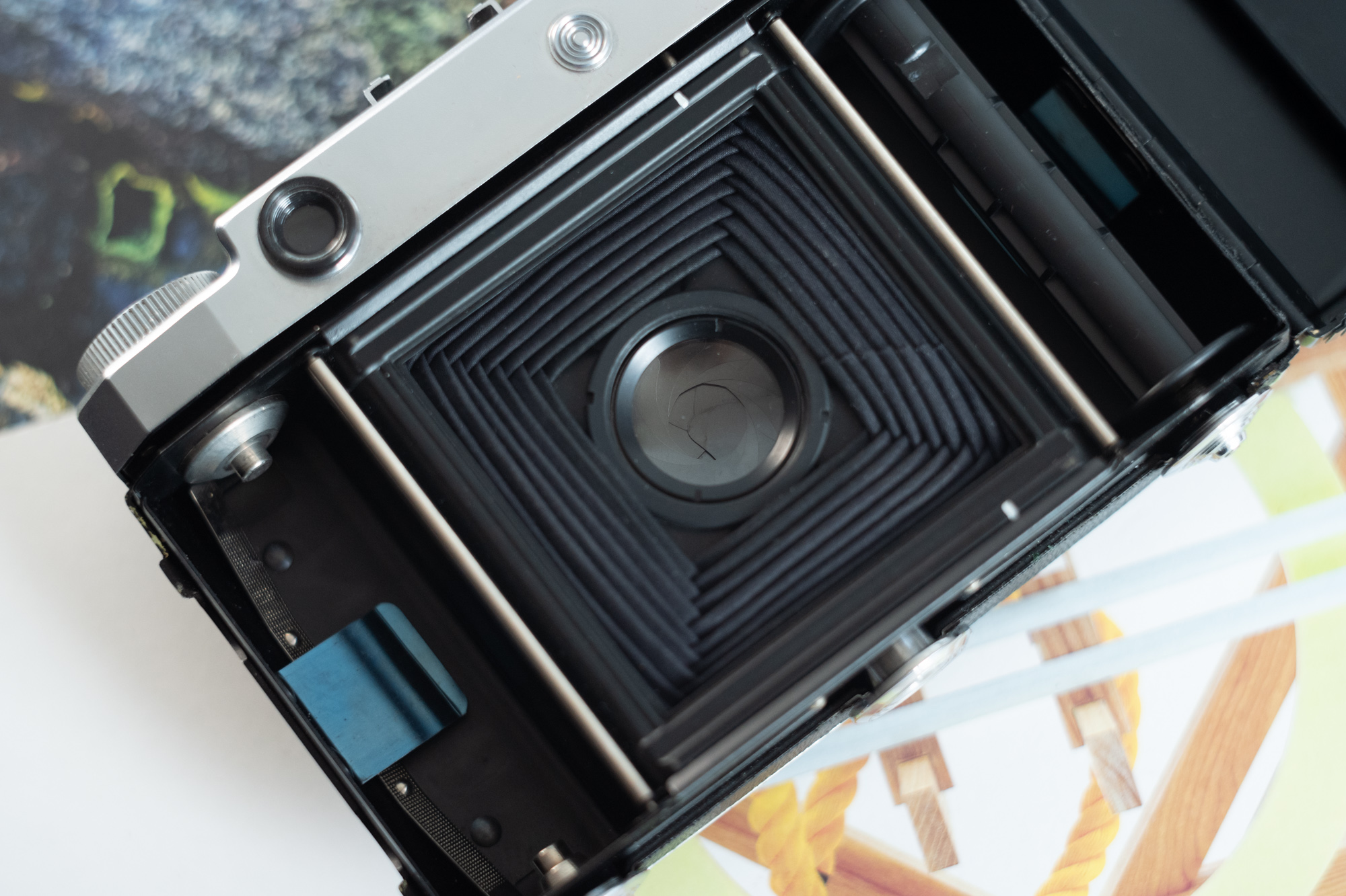 ↑打开后背，收起皮腔